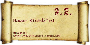 Hauer Richárd névjegykártya